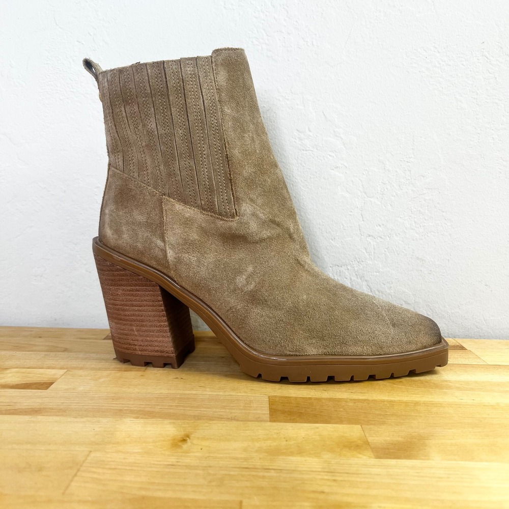 Vince‎ Camuto Boots Aresse Brown Suede Leather Lug Heel Ankle Booties Size 11